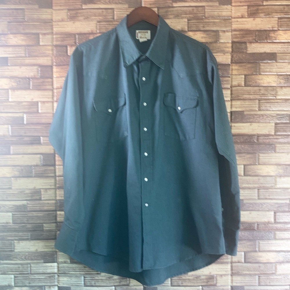 Vintage Mens XL Ruddock Mens Pearl Snap Western Shirt Green EUC 18/36